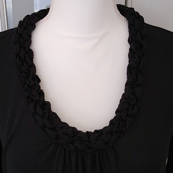 Talbots Petites Black Scoop Neck Blouse - Picture 6 of 10